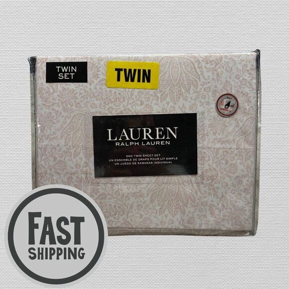 RALPH LAUREN Cotton 3 Piece TWIN SHEET SET White/Cream - NWT - Picture 1 of 4